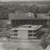 Aerial View of the Fine Arts Building and Foreman Field